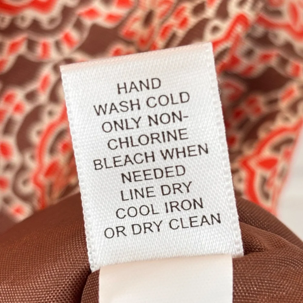 Banana Republic Orange Brown & Cream Printed Smocked Strapless Silk Top Size 8T - Picture 9 of 12